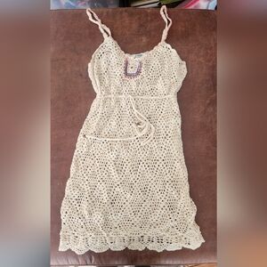 Forever 21 Crochet Cream Mini Dress